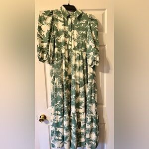 TCEC Green and White Patterned Dress